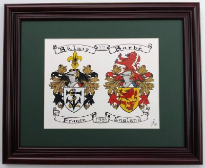 Double Parchment Hand-Painted [Hardwood framed]